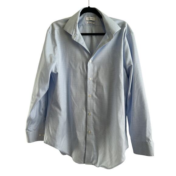 Calvin Klein Other - Calvin Klein Infinite Non-Iron Slim Fit Size 17 32/33 Blue and White Checked